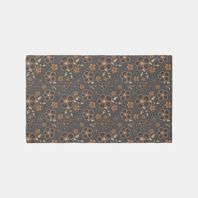 Dark gray natural flower outdoor rug (Front)