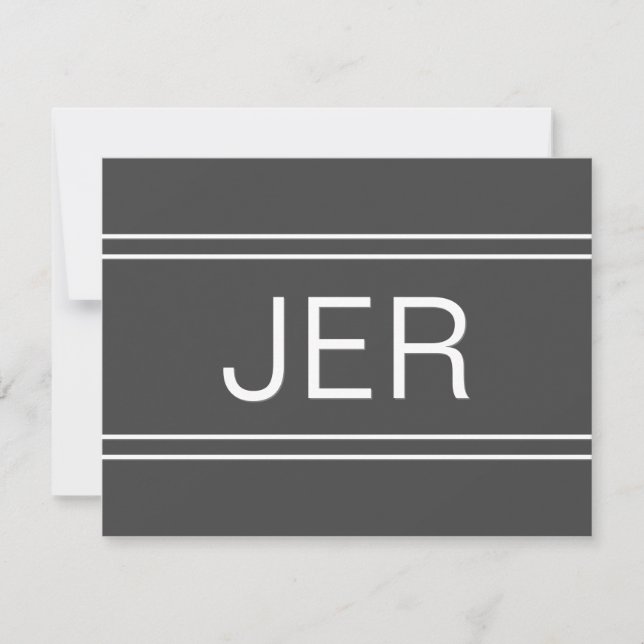 Dark Gray Personalized Monogram Name Initial Note Card (Front)