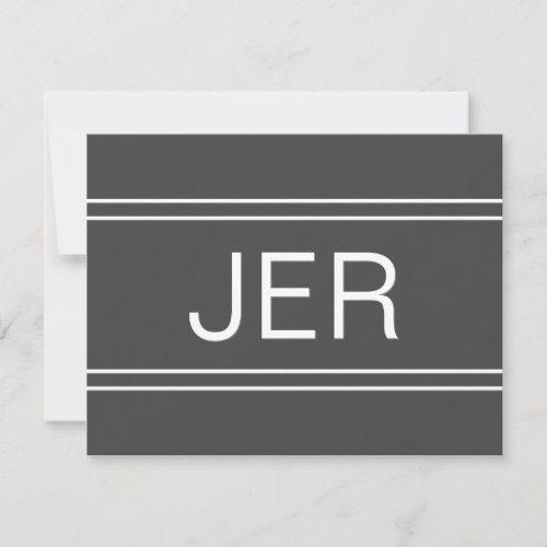 Dark Gray Personalized Monogram Name Initial Note Card