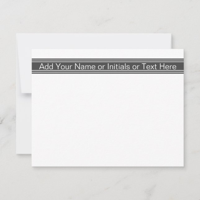 Dark Gray Personalized Monogrammed Name Initials Note Card (Front)