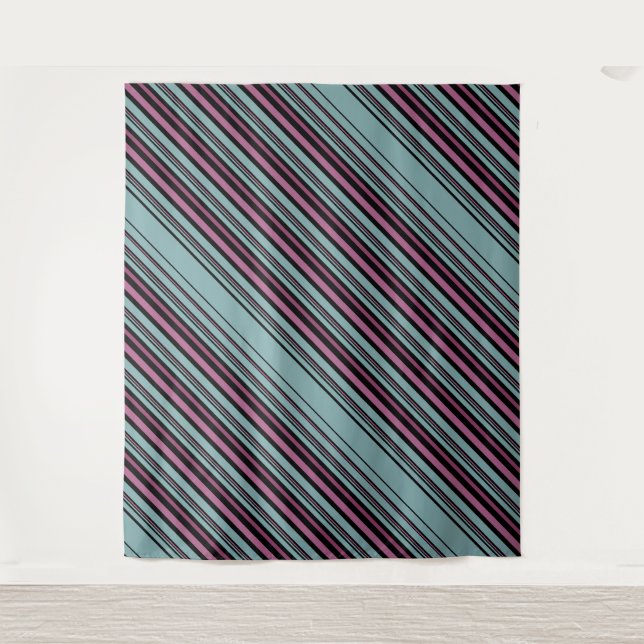 Dark gray pink striped pattern  tapestry (Front)