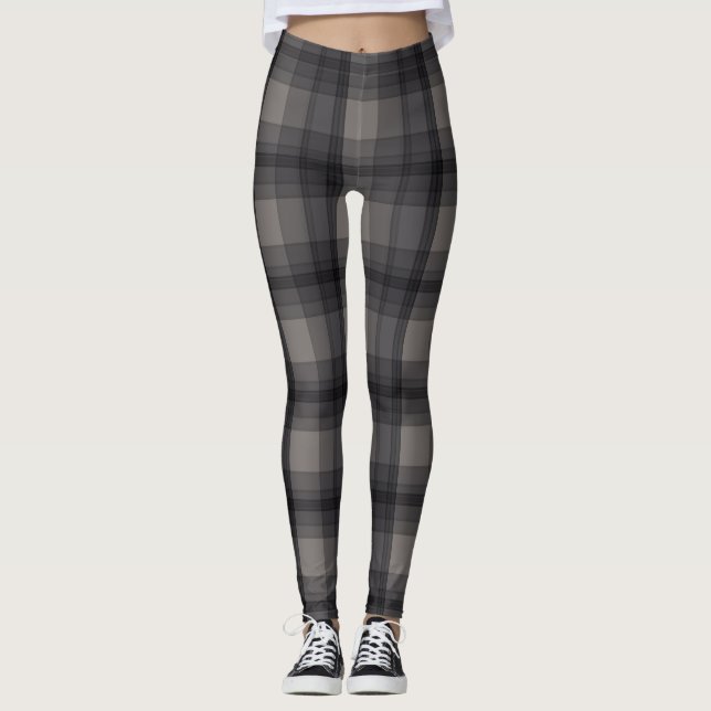 Dark Gray Plaid Leggings (Front)