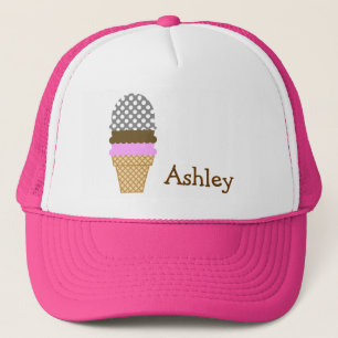 Dark Gray Polka Dots; Ice Cream Cone Trucker Hat