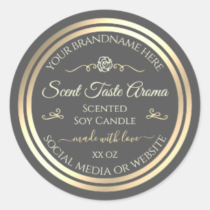 Dark Gray Product Label Gold Frame Vintage Rose