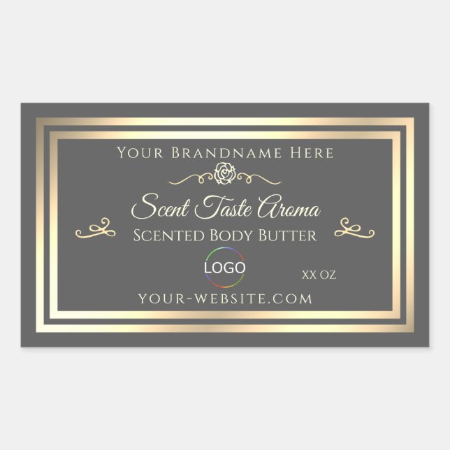 Dark Gray Product Label with Gold Frame and Logo (Front)