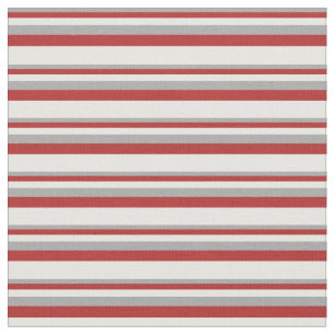 Dark Gray, Red, and White Stripes/Lines Pattern Fabric