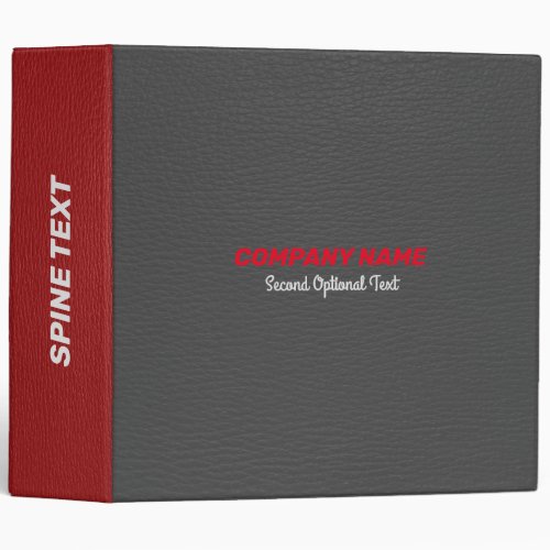 Dark Gray  Red Leather Look 3 Ring Binder