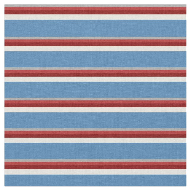 Dark Gray, Red, Maroon, Beige, and Blue Pattern Fabric (Close Up)