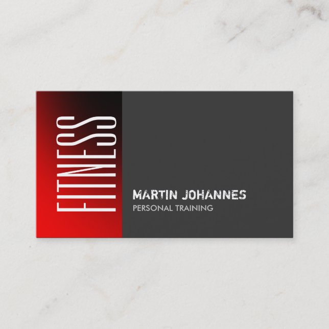 Dark Gray Red Sport Personal Trainer Business Card (Front)