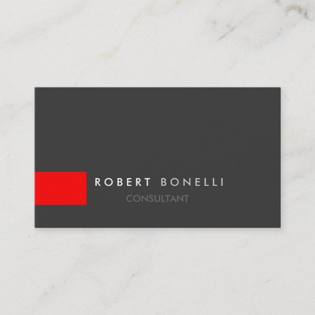 Dark Gray Red Stripe Business Card (Front)