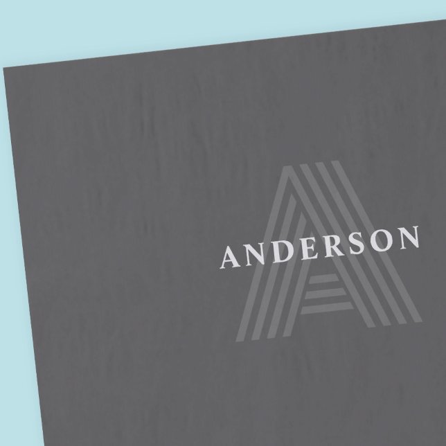 Dark Gray Retro Modern Monogrammed Name Tissue Paper (Creator Uploaded)