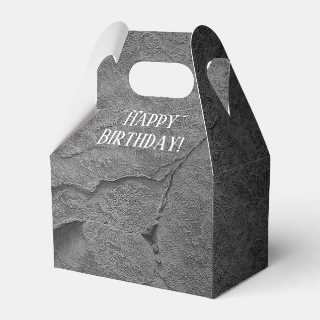 dark gray rock texture for birthday favor boxes (Front Side)