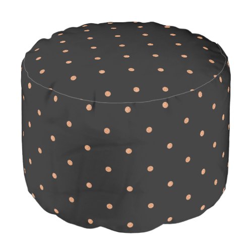 Dark Gray  Rose_Gold Polka Dots Pattern Pouf