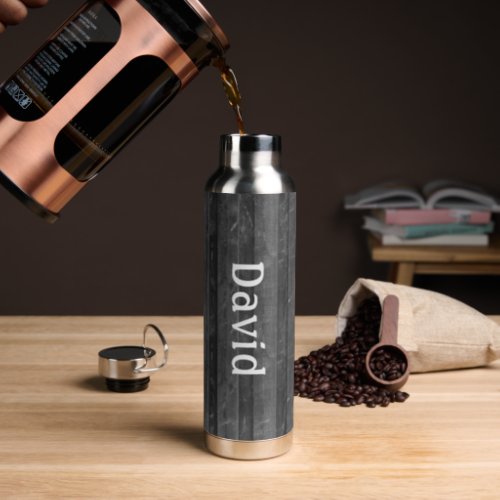 Dark Gray Rustic Wood   Water Bottle