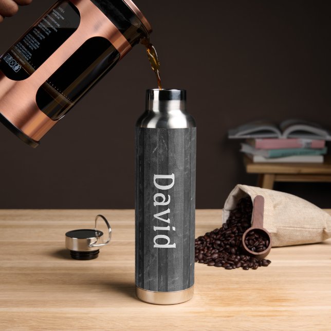 Dark Gray Rustic Wood   Water Bottle (Coffee)