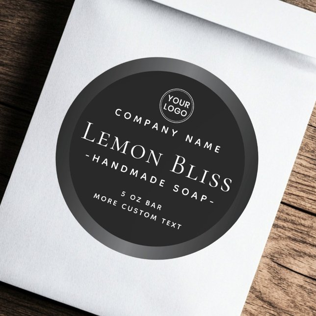 Dark gray satin border black round product label (Dark gray satin border black round product label)