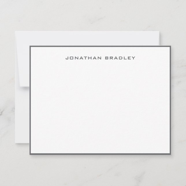 Dark Gray Simple Border Professional Note Card (Front)