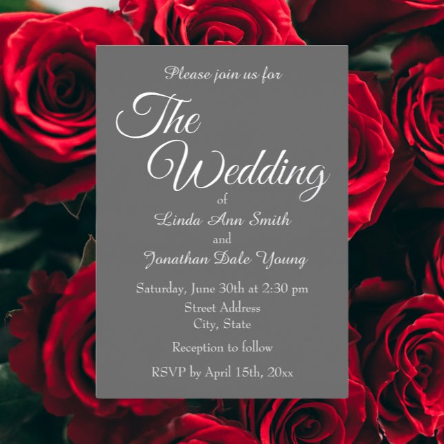 Dark Gray Simple Style Wedding Foil Invitation (In Situ Wedding)