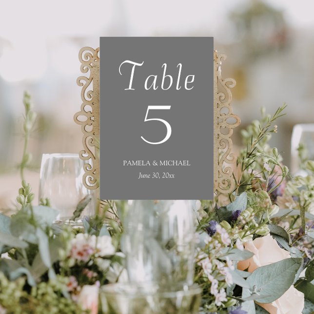 Dark Gray Simple Style Wedding Table Number (In Situ Wedding)