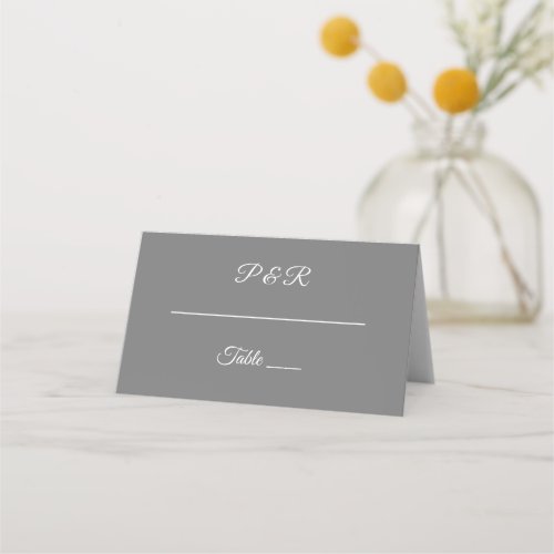 Dark Gray Simple Stylized Script Wedding Place Card