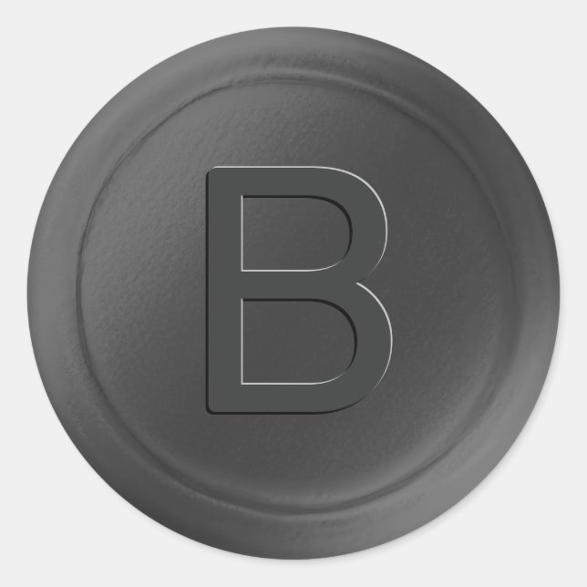 Dark Gray Single Letter Wax Seal Look Sticker (Front)