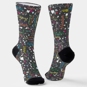Dark Gray Socks Full of Names Hearts and Stars