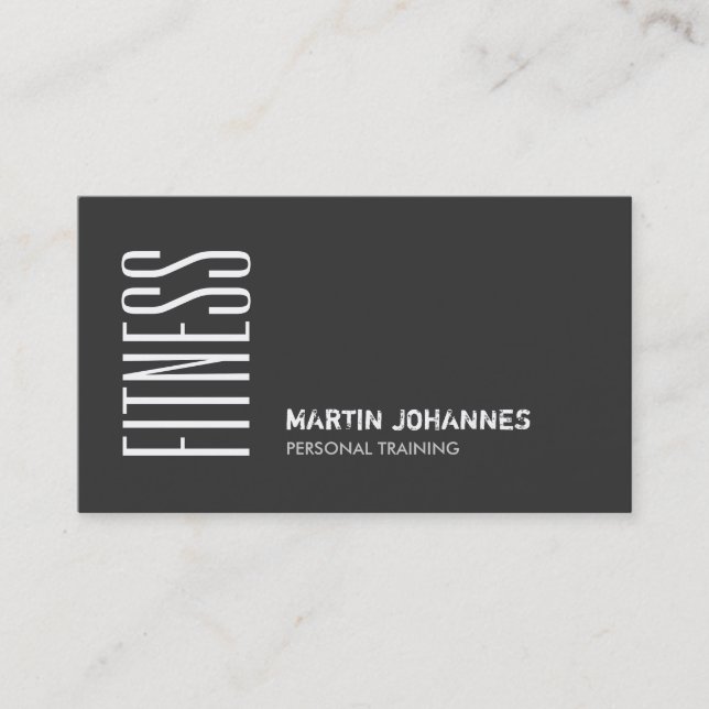 Dark Gray Sport Personal Trainer Business Card (Front)