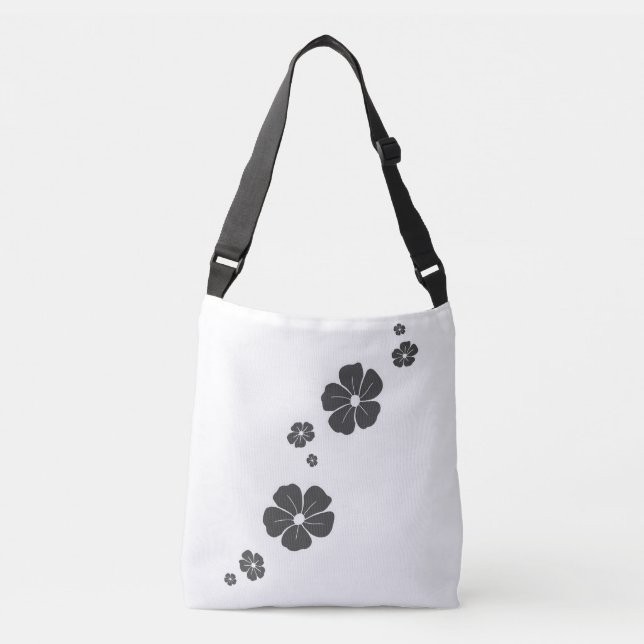 Dark Gray Spring Flowers Cross Body Tote (Front)