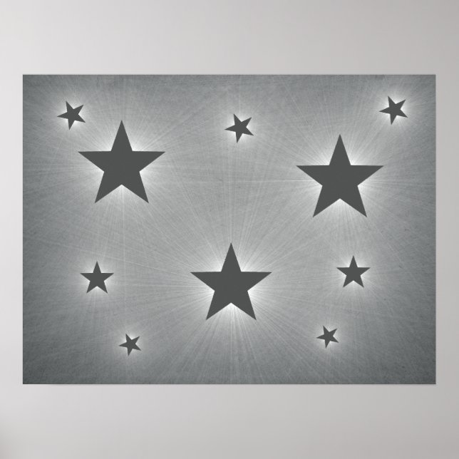 Dark Gray Stars in the Night Sky Poster (Front)