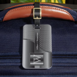 Dark Gray Steel Metal - Monogram Masculine Design Luggage Tag