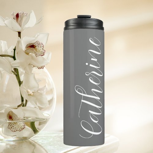 Dark Gray Stylized Maid of Honor Name Thermal Tumbler