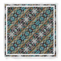 Dark Gray Taupe Brown Teal Blue Tribal Art Pattern Bandana | Zazzle