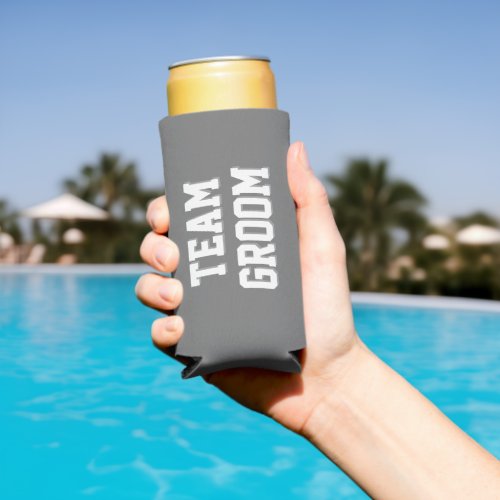 Dark Gray Team Groom Bachelor Party Seltzer Can Cooler