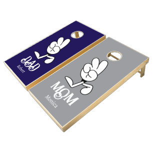 Dark & Gray team mom team dad custom funny Cornhole Set