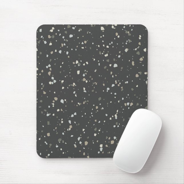Dark Gray Terrazzo Pattern Mouse Pad (With Mouse)