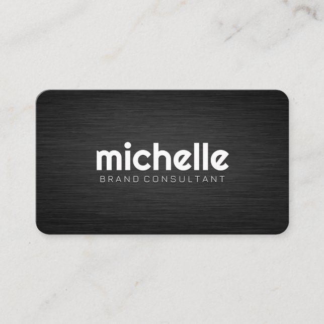 Dark Gray Texture | Simple Text Business Card (Front)