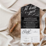 Dark Gray Til Death Do Us Party Goth Wedding All In One Invitation<br><div class="desc">Elegant goth all in one wedding invitation in dark gray,  black,  and white with swirly calligraphy,  and dark skeletons. An elegant wedding invitation for a Halloween wedding,  goth wedding,  or similar.</div>