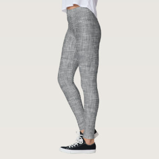Dark Gray Tweed Linen Pattern  Leggings