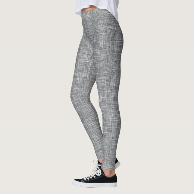 Dark Gray Tweed Linen Pattern  Leggings (Left)