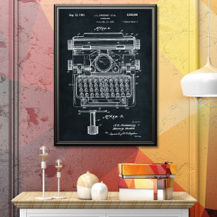 Dark Gray Typewriter Patent Poster