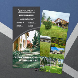 Dark Gray, Vertical Company Photos and Logo Rack Card