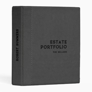 Dark-Gray Vintage Leather Custom Black Text Mini Binder