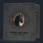 Dark gray vintage leather embossed horse head 3 ri 3 ring binder<br><div class="desc">Very cool image of vintage dark gray leather texture with a vintage embossed frame and a horse head.
Personalizable horse records and the owner's name.</div>