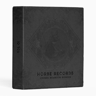 Dark gray vintage leather embossed horse head mini binder