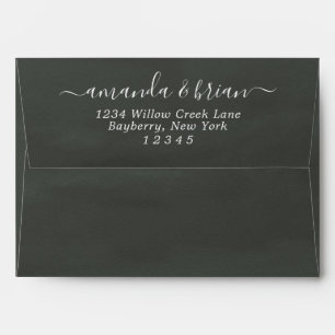 Dark Gray Watercolor Paper Script Lettering 5x7 Envelope