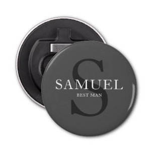 Dark Gray Wedding Party Monogram Bottle Opener