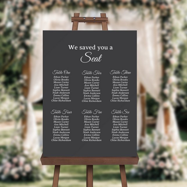 Dark Gray Wedding Seating Chart Sign (Creator Uploaded)