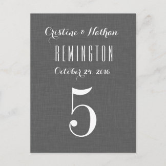 Dark Gray Wedding Table Number Card V26
