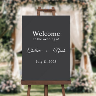Dark Gray Wedding Welcome Sign