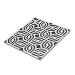 Dark Gray White Antique geometric Pattern Ceramic Tile<br><div class="desc">Dark gray ornament patterns with antique designs on a white background.</div>